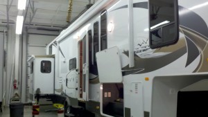 Rig in the bay at RV Wholesalers