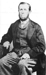 A photo of a man wearing 19th century clothing. Extracted from page 4 of The Swiss Texans, University of Texas Institute of Texan Cultures at San Antonio. Photo originally provided by Mattie E. Trube.